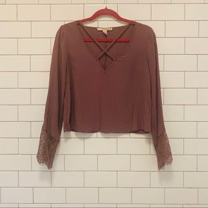 Forever 21 crop blouse w/ lace detail. Never worn